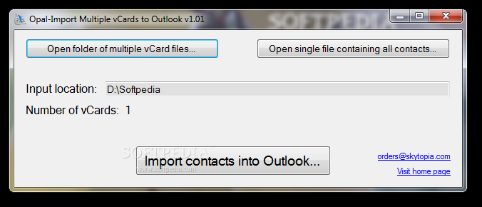 Opal-Import Multiple vCards to Outlook