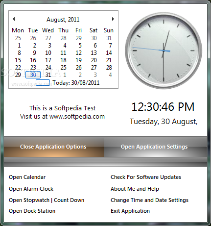 Opaloflux Clock and Calendar Application