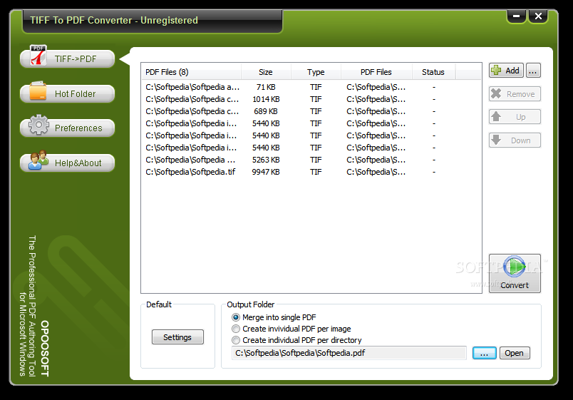 OpooSoft TIFF To PDF GUI + Command Line