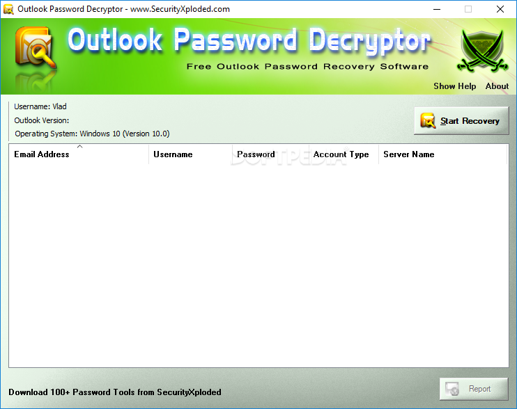 Outlook Password Decryptor