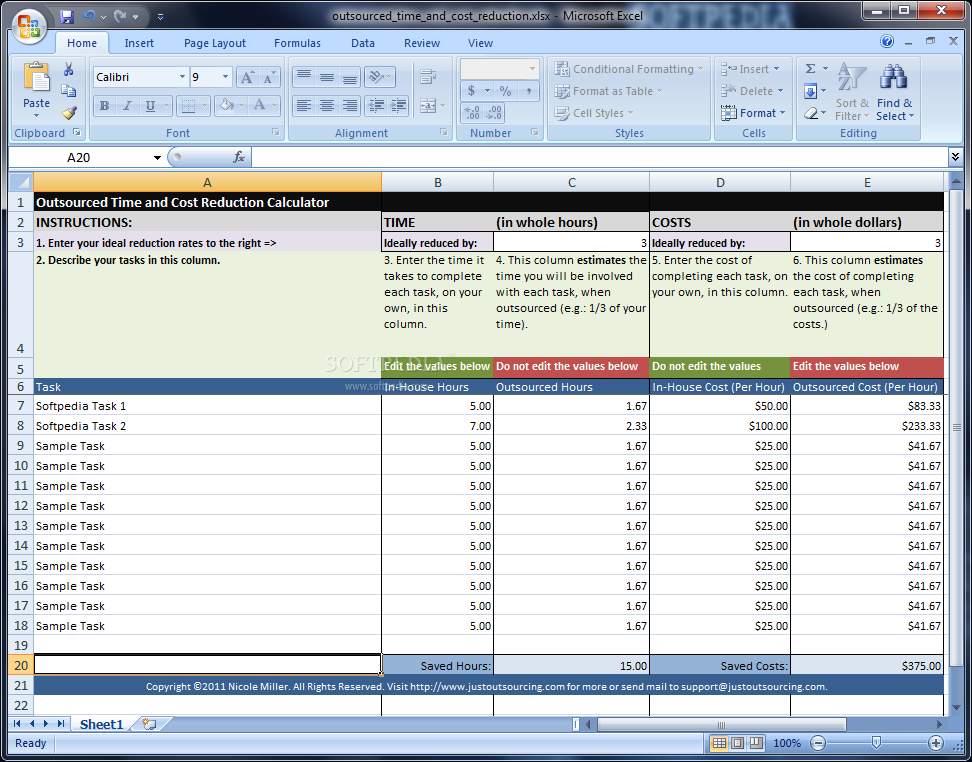 Outsourced Time and Cost Reduction Calculator