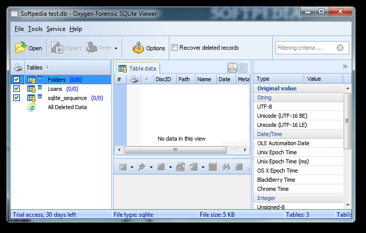 Oxygen Forensic SQLite Viewer