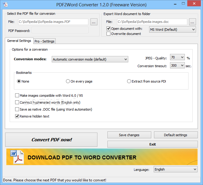 PDF2Word Converter Freeware Version