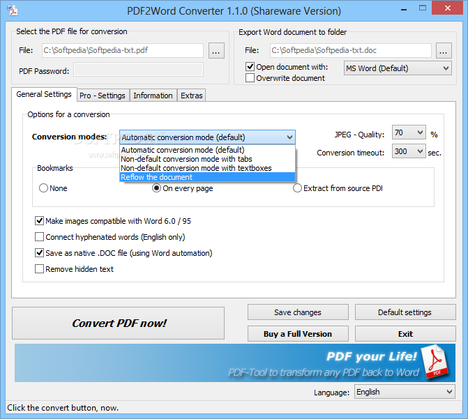 PDF2Word Converter Shareware Version