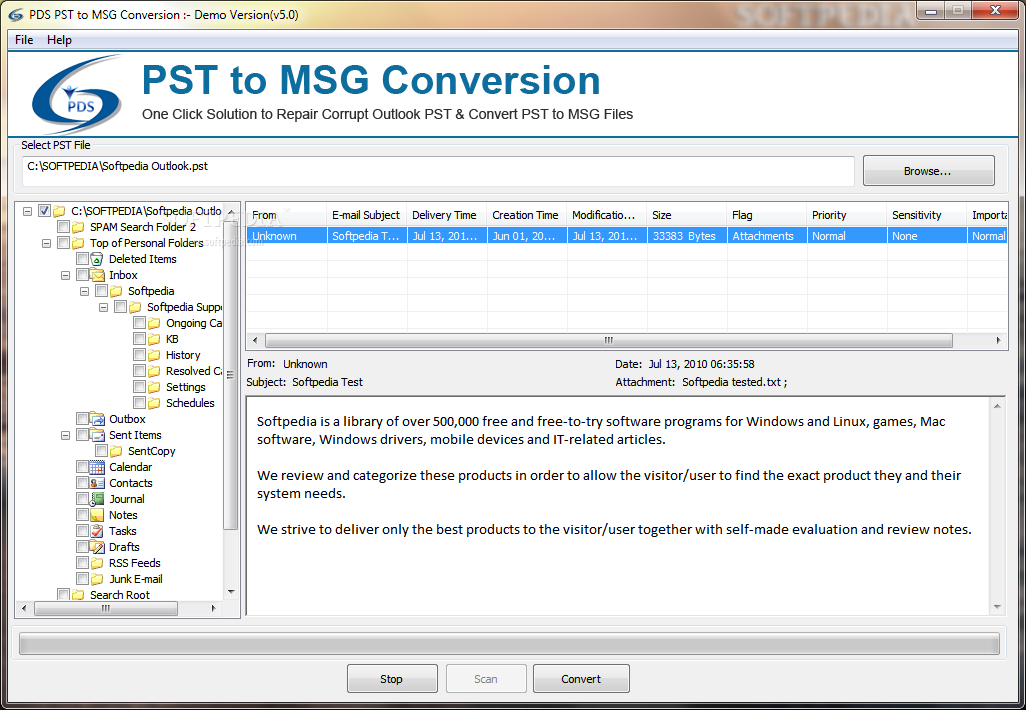 PDS PST to MSG Conversion