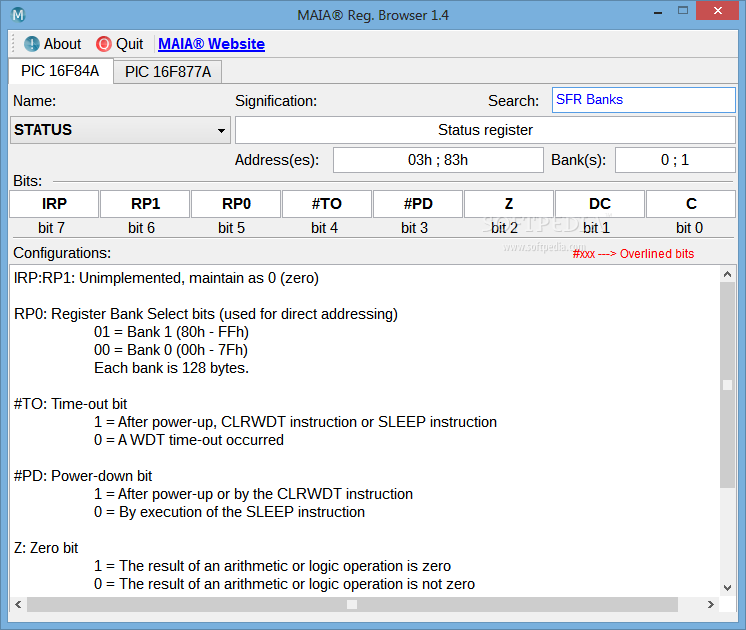 MAIA Reg Browser (formerly PIC Reg Browser)