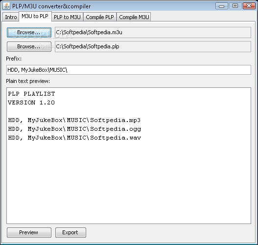 PLP/M3U converter&compiler