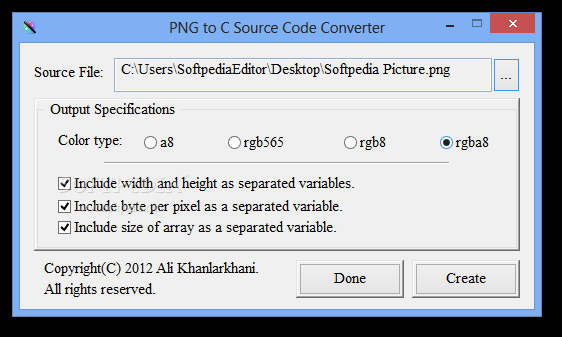 PNG to C Source Code Converter
