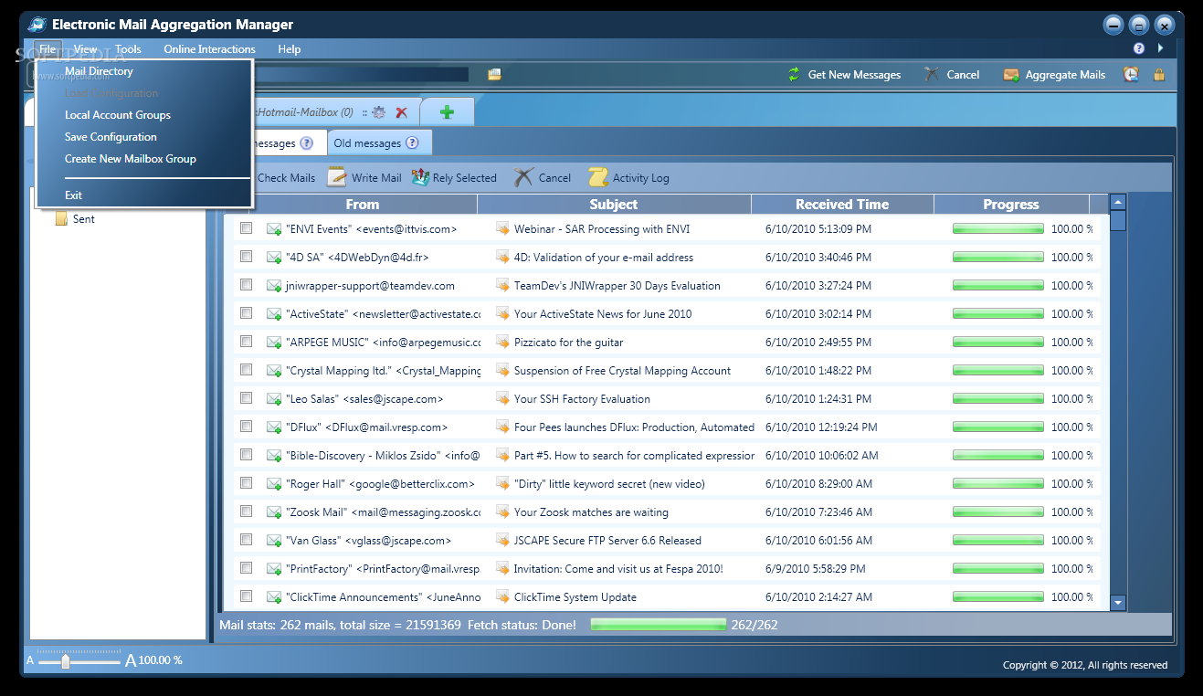 Electronic Mail Aggregation Manager