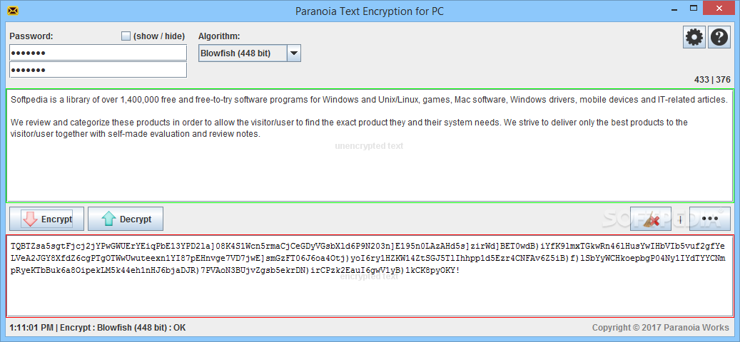 Paranoia Text Encryption for PC