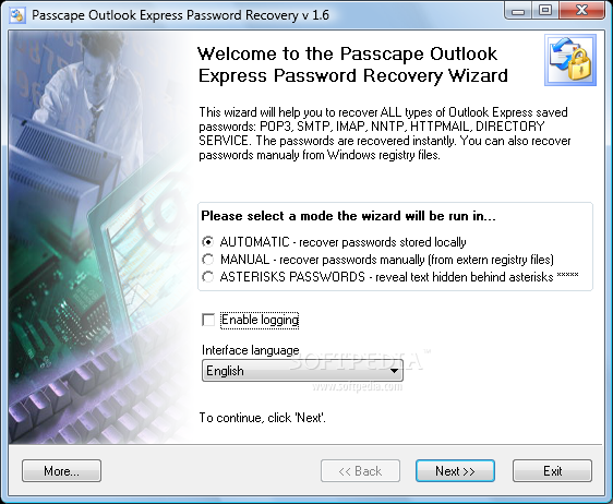 Passcape Outlook Express Password Recovery