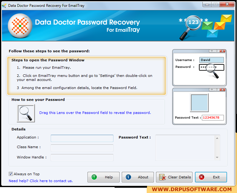 Password Recovery Software for EmailTray