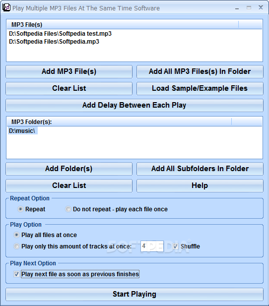 Play Multiple MP3 Files At the Same Time Software