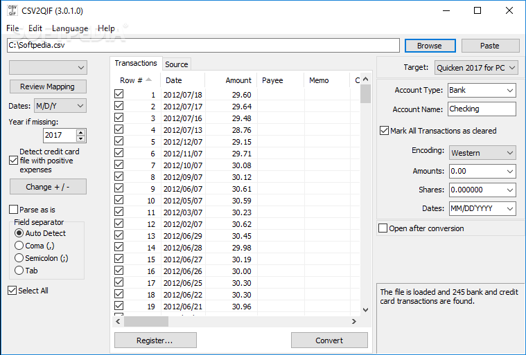 Portable CSV2QIF