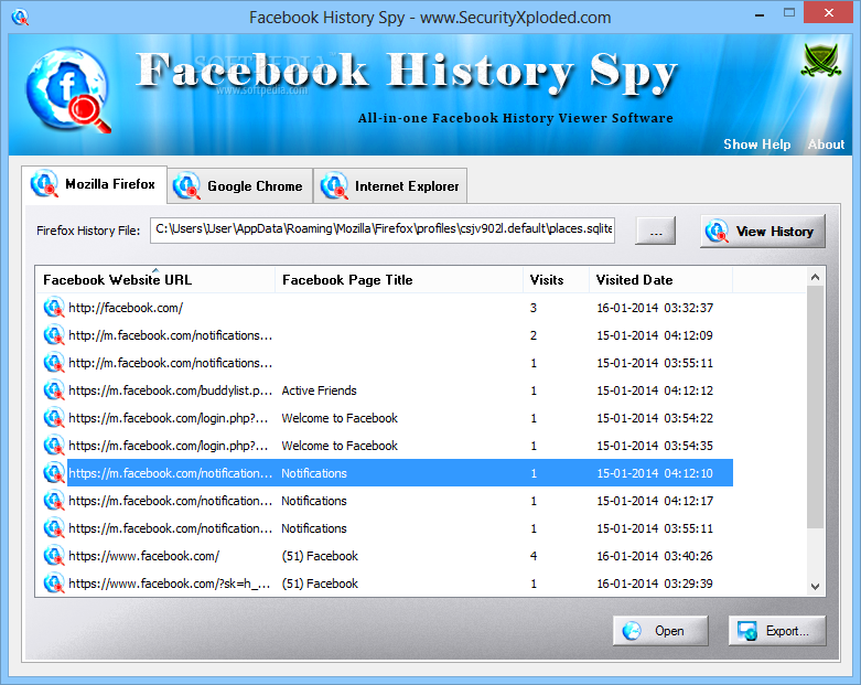 Portable Facebook History Spy