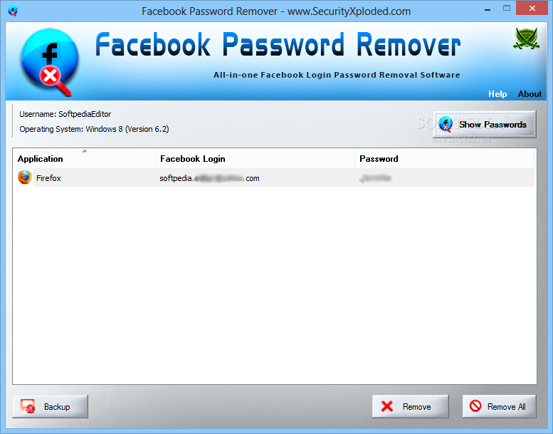 Portable Facebook Password Remover