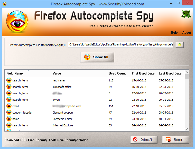 Portable Firefox Autocomplete Spy