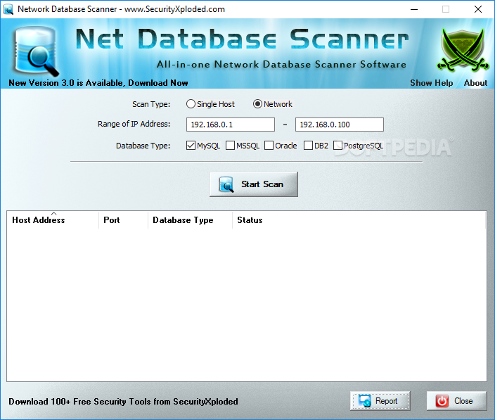 Portable Network Database Scanner