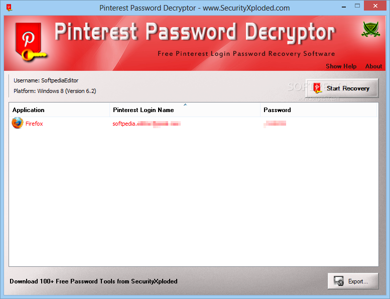 Portable Pinterest Password Decryptor