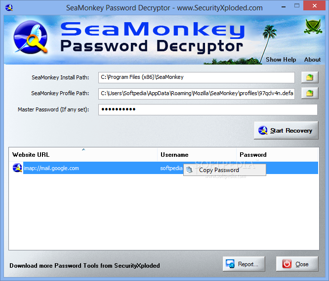 Portable SeaMonkey Password Decryptor