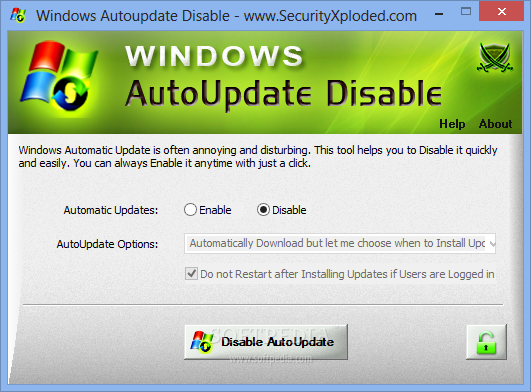 Portable Windows AutoUpdate Disable