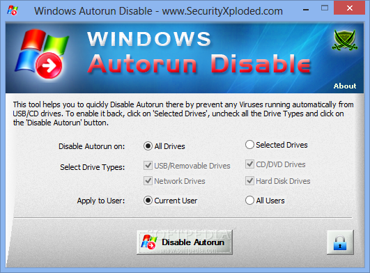 Portable Windows Autorun Disable