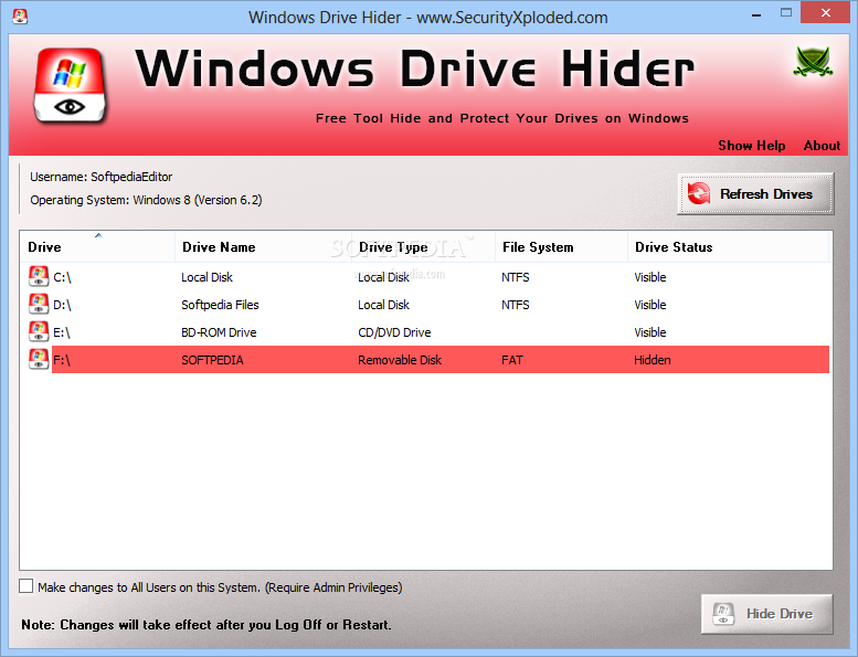 Portable Windows Drive Hider