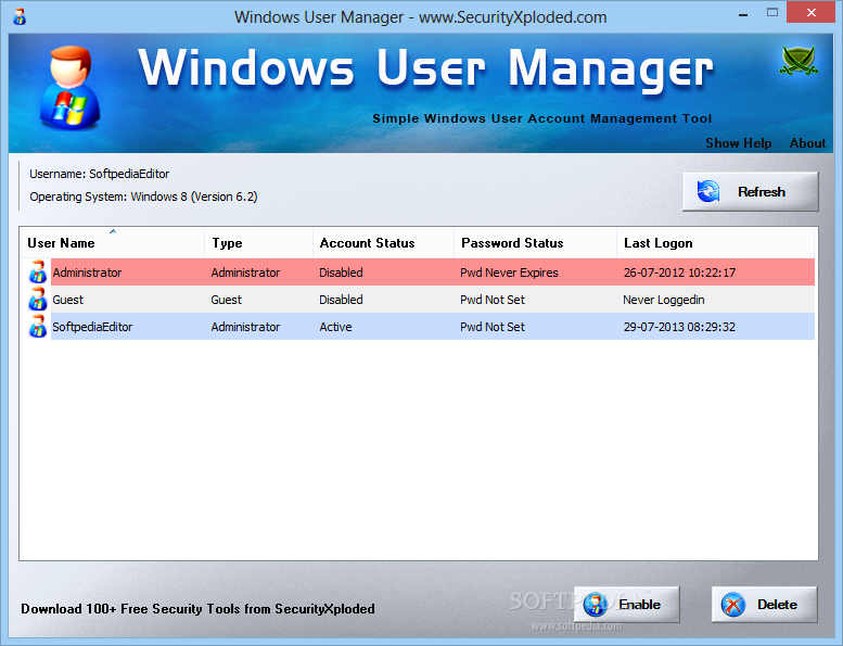 Portable Windows User Manager