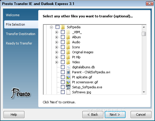Presto Transfer IE and Outlook Express