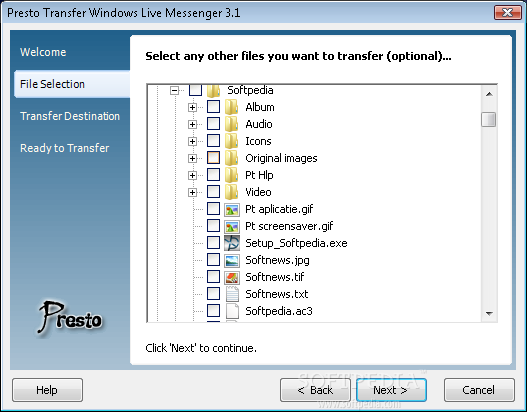 Presto Transfer Windows Live Messenger