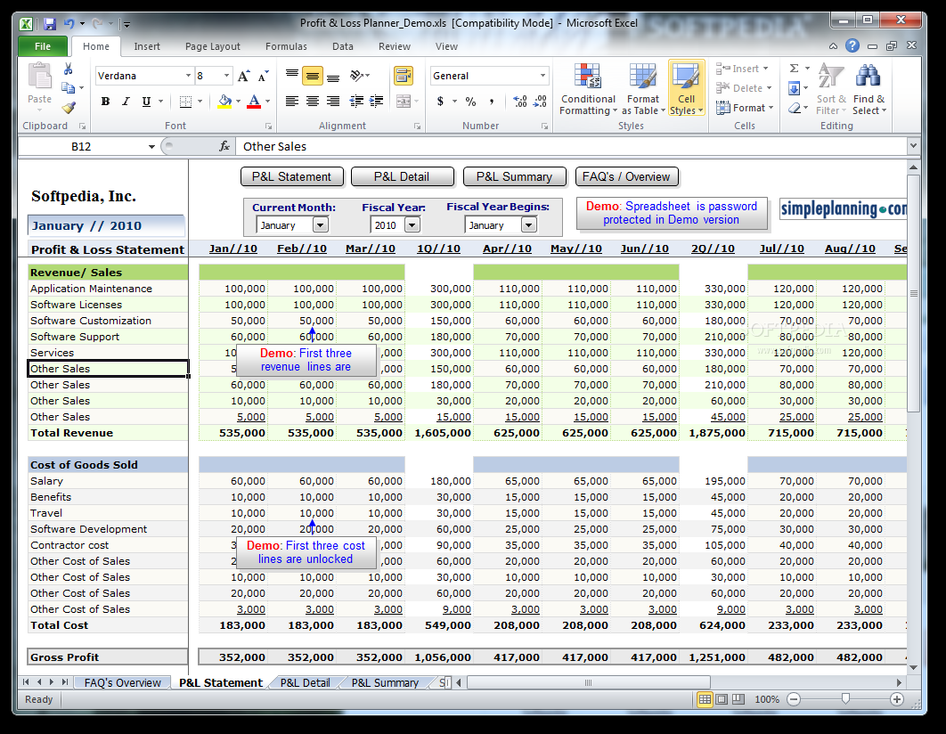 Simpleplanning Profit & Loss Planner