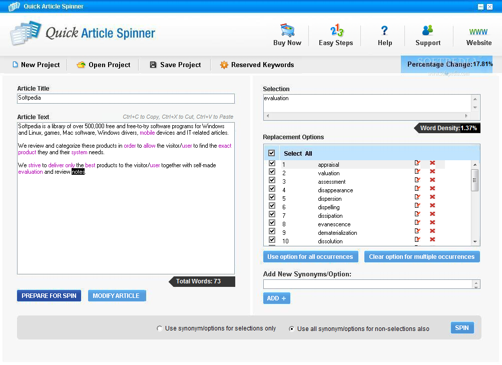 Quick Article Spinner