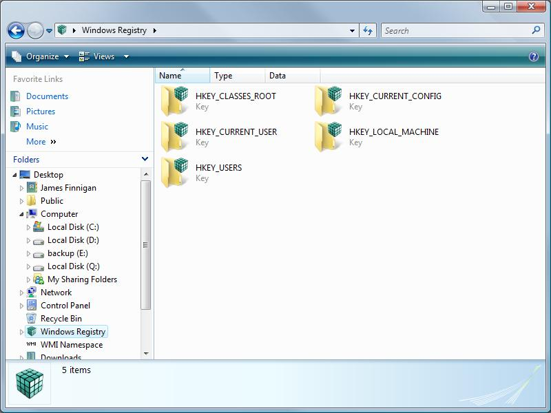 Windows Vista Registry Shell Namespace Extensions