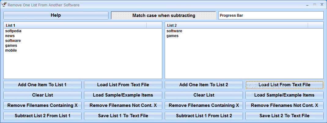 Remove One List From Another Software