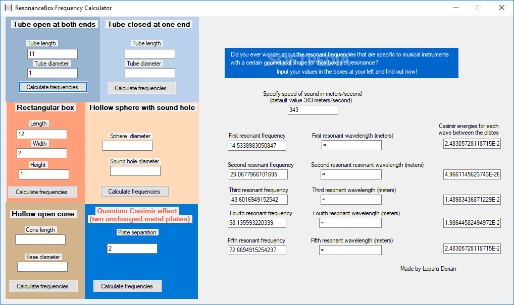 ResonanceBox Frequency Calculator