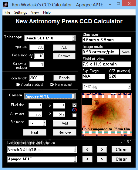 Ron Wodaski's CCD Calculator