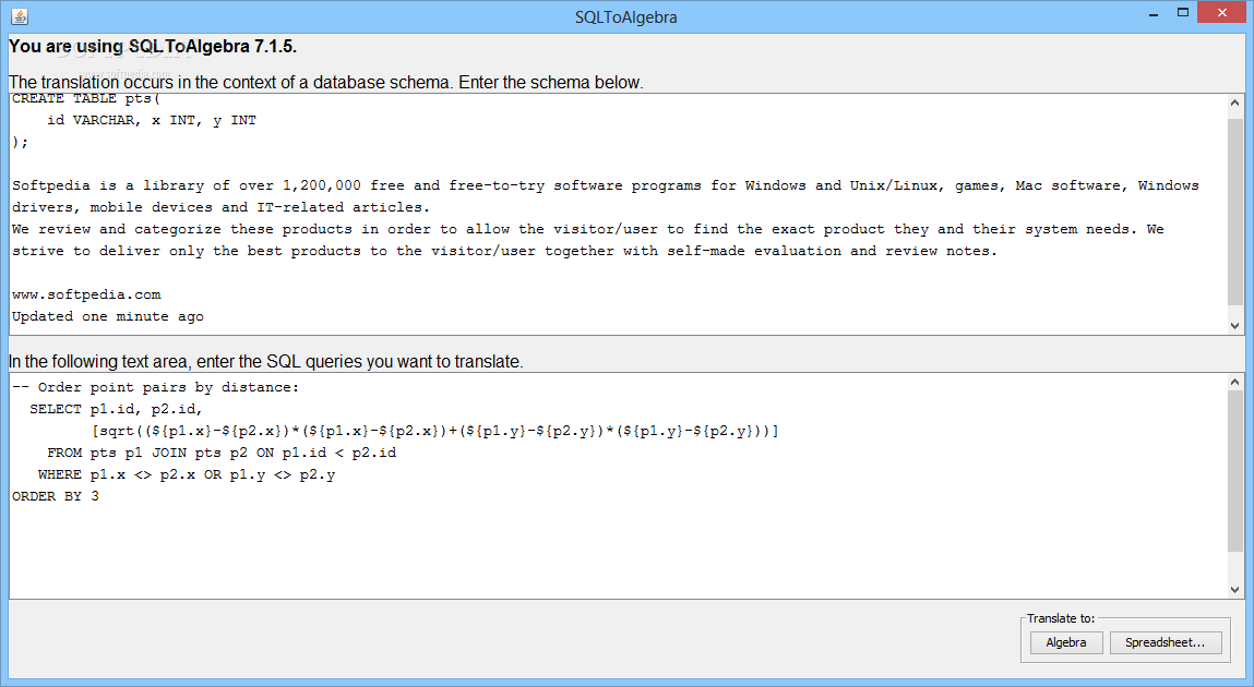 SQLToAlgebra