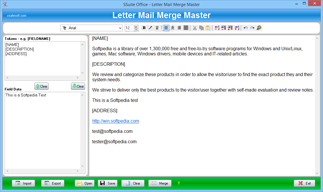 SSuite Office - Letter Mail Merge Master