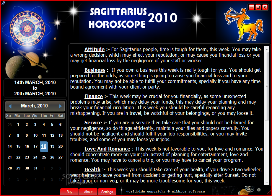 Sagittarius Horoscope 2010