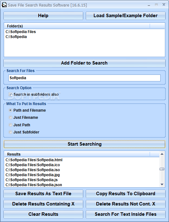 Save File Search Results Software