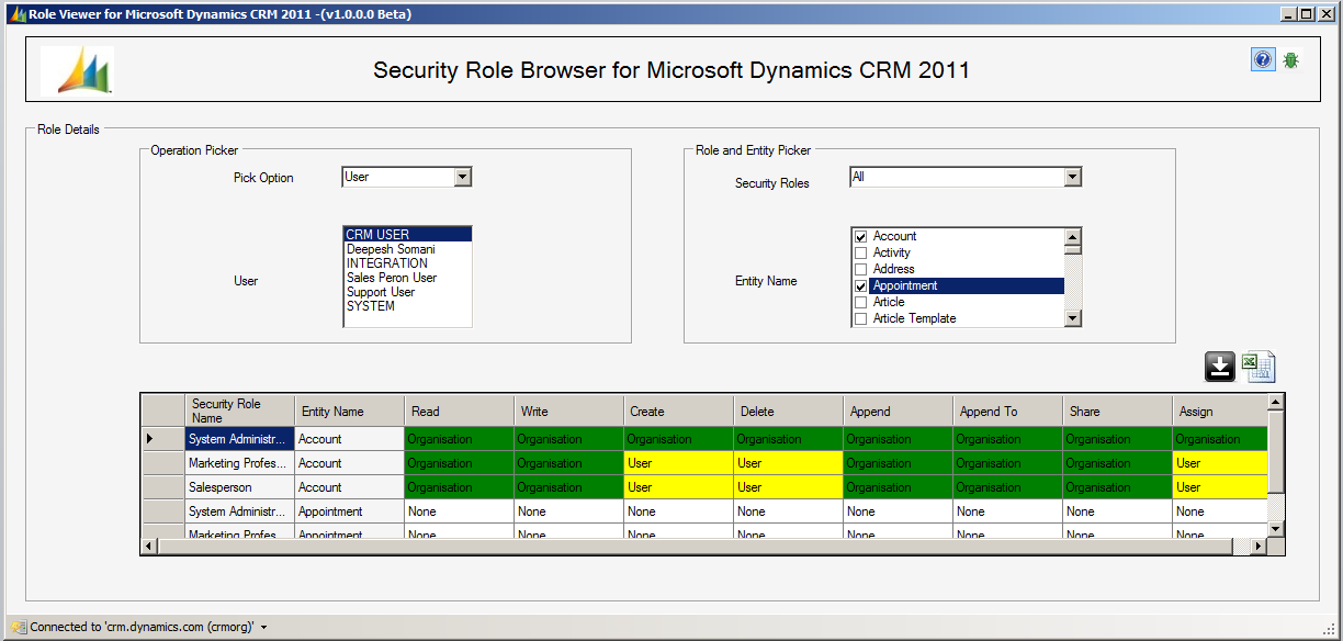 Security Role Browser for Dynamics CRM 2011