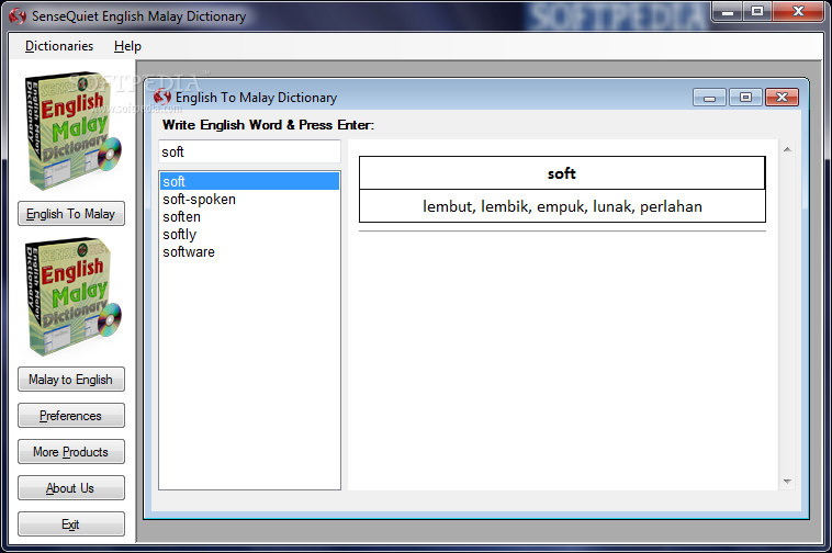 SenseQuiet English Malay Dictionary
