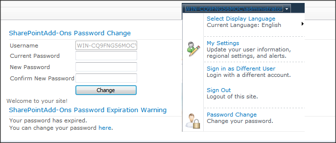 SharePoint Password Change & Expiration