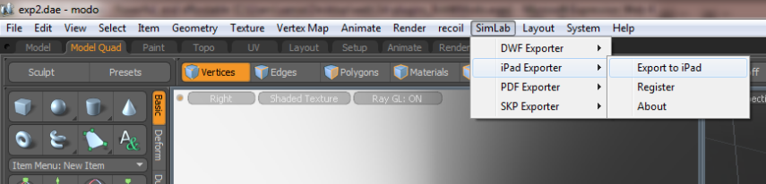 SimLab iPad Exporter for Modo