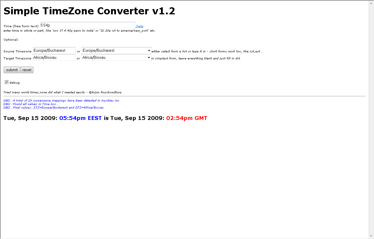Simple Time Zone Converter