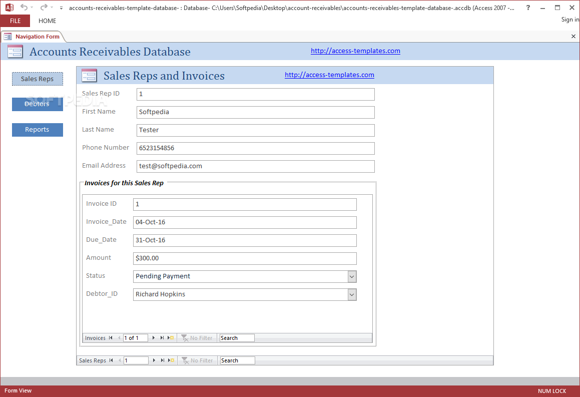 Small Business Accounts Receivable Software for Microsoft Access