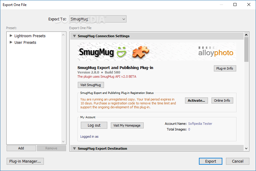 SmugMug Export Plugin