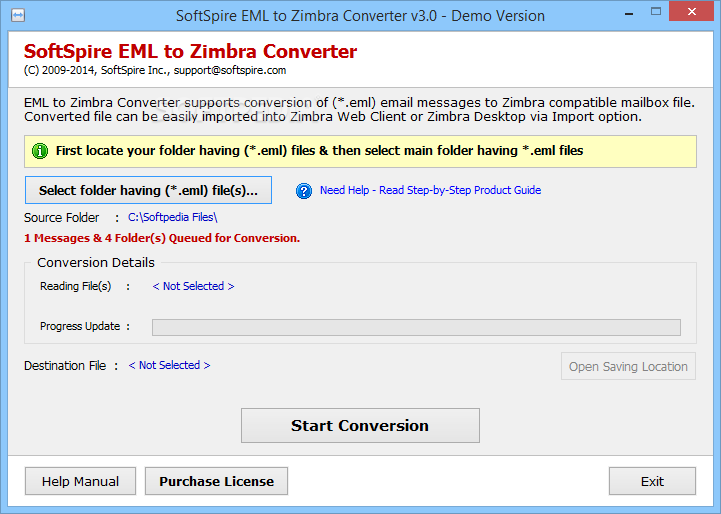 SoftSpire EML to Zimbra Converter