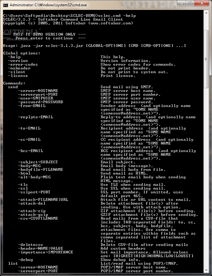Softabar Command Line Email Client