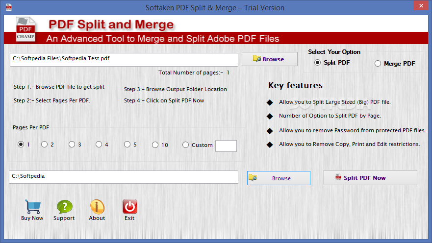 Softaken PDF Split and Merge